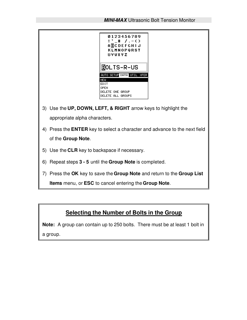 Selecting the number of bolts in the group | Checkline TI-MINIMAX User Manual | Page 159 / 181