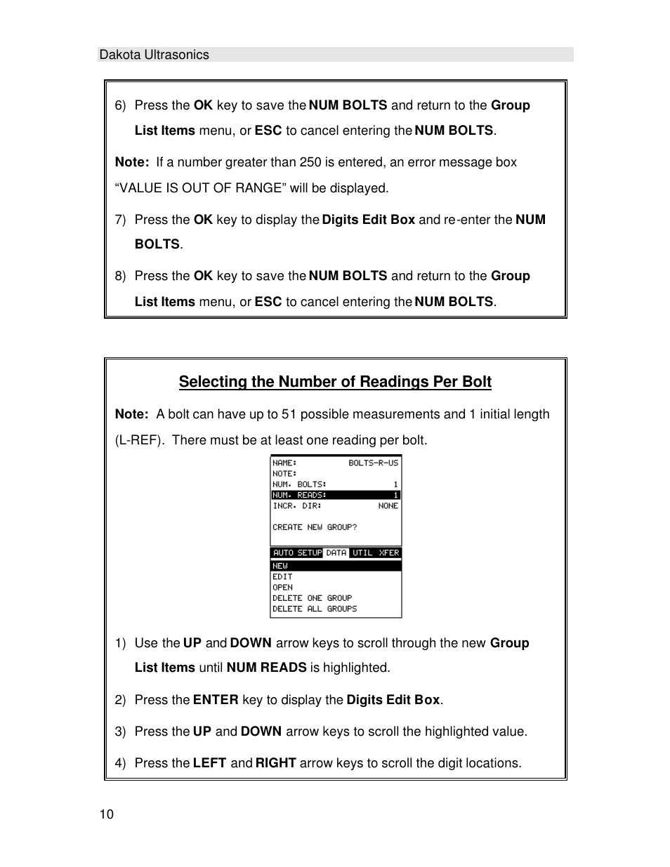 Selecting the number of readings per bolt | Checkline TI-MINIMAX User Manual | Page 16 / 181