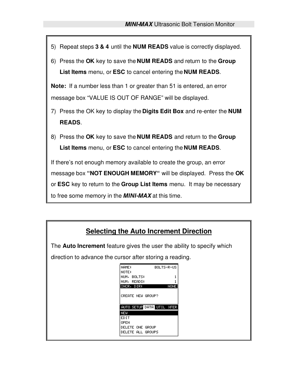 Selecting the auto increment direction | Checkline TI-MINIMAX User Manual | Page 17 / 181