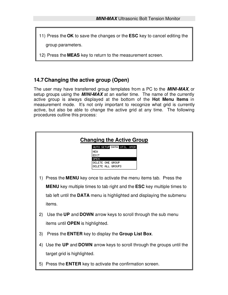 7 changing the active group (open), Changing the active group | Checkline TI-MINIMAX User Manual | Page 171 / 181