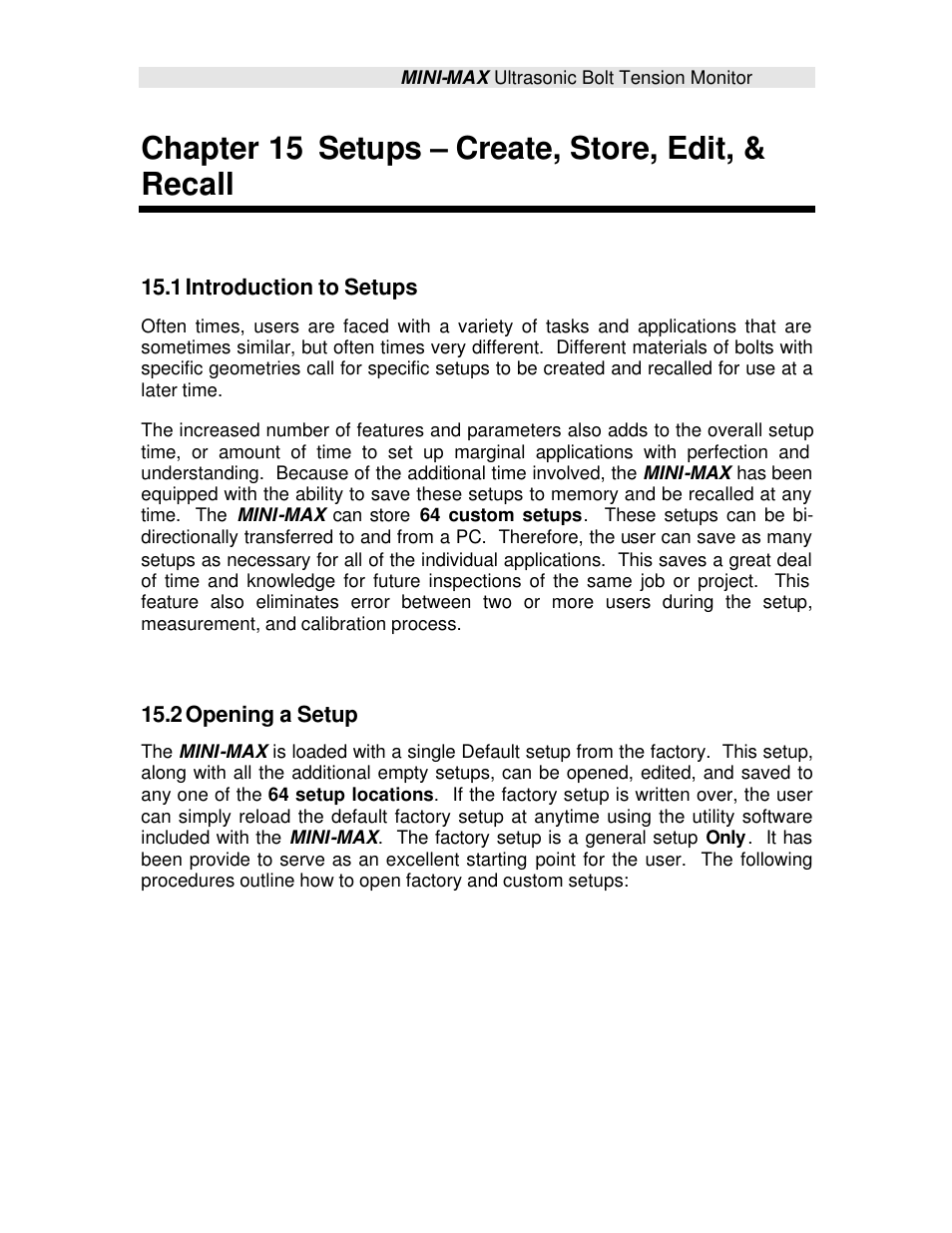 Chapter 15 setups – create, store, edit, & recall | Checkline TI-MINIMAX User Manual | Page 173 / 181