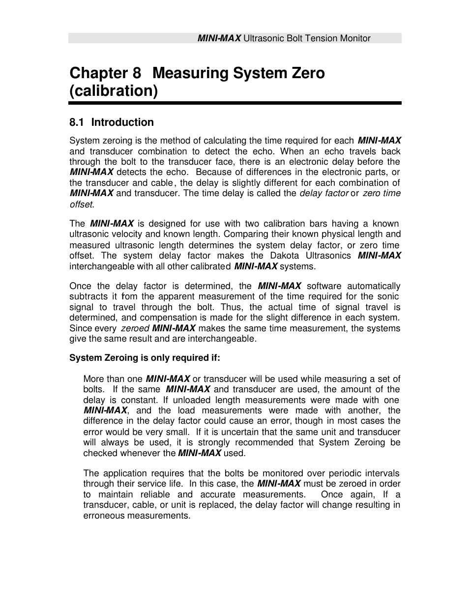 Chapter 8 measuring system zero (calibration) | Checkline TI-MINIMAX User Manual | Page 45 / 181