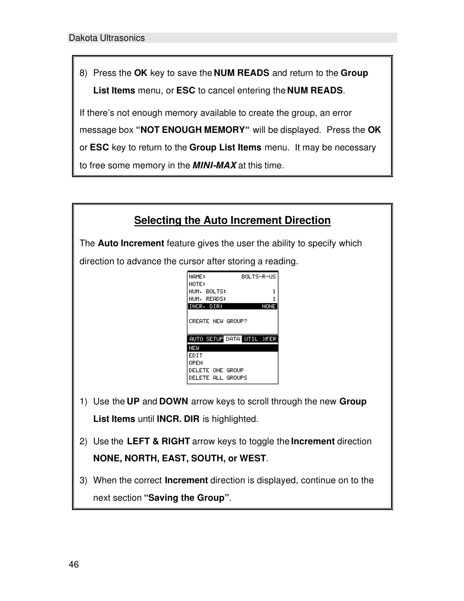 Selecting the auto increment direction | Checkline TI-MINIMAX User Manual | Page 52 / 181