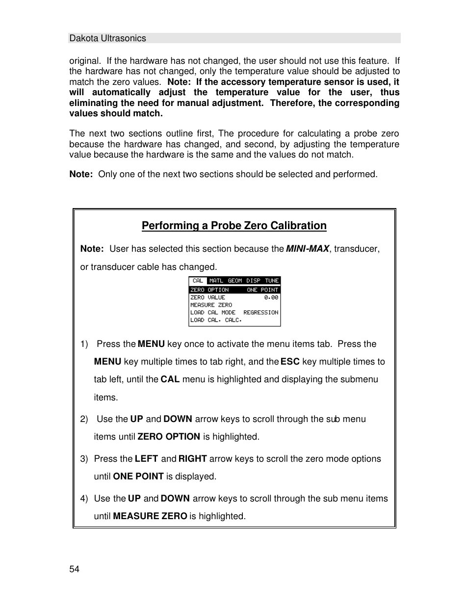 Performing a probe zero calibration | Checkline TI-MINIMAX User Manual | Page 60 / 181