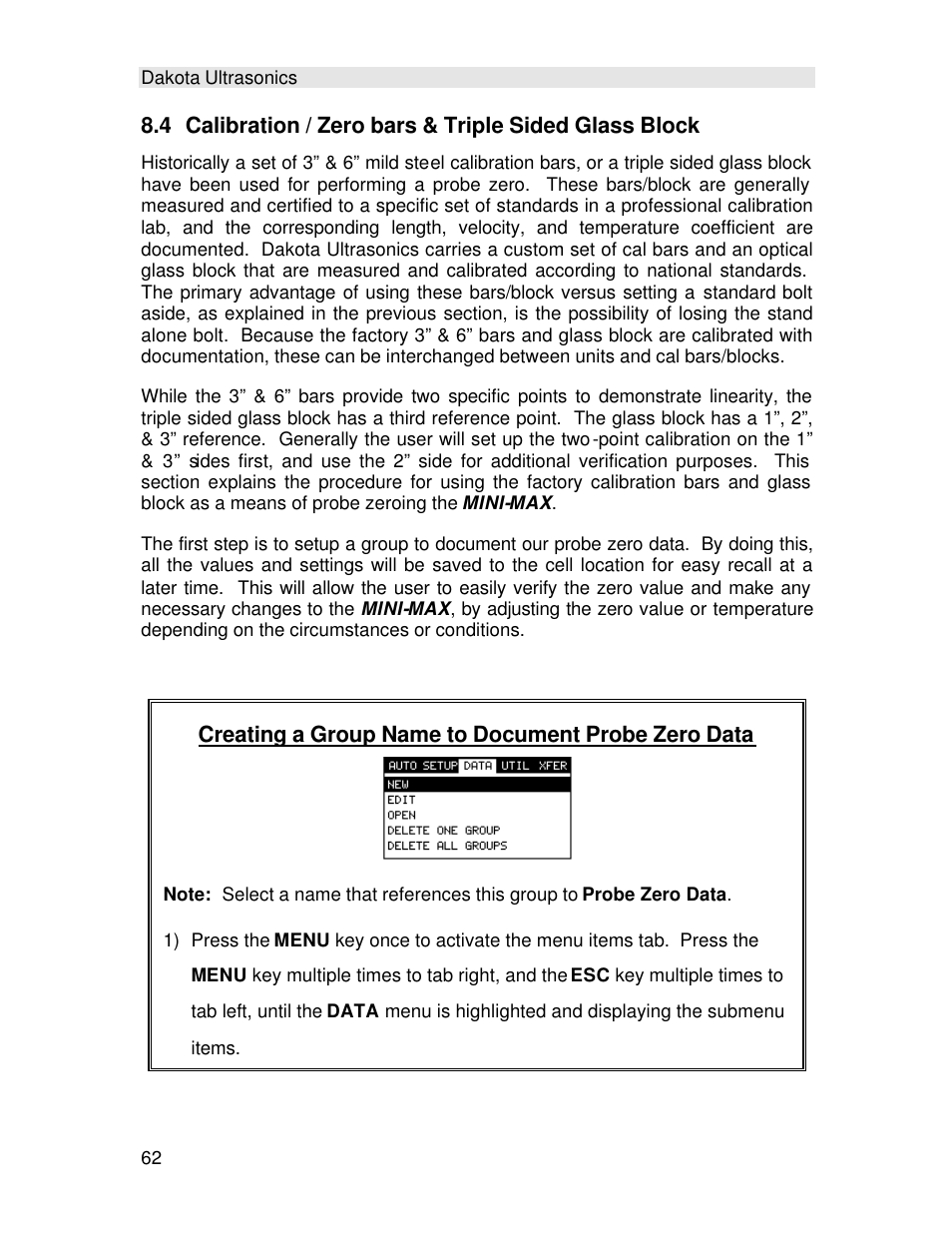 Creating a group name to document probe zero data | Checkline TI-MINIMAX User Manual | Page 68 / 181