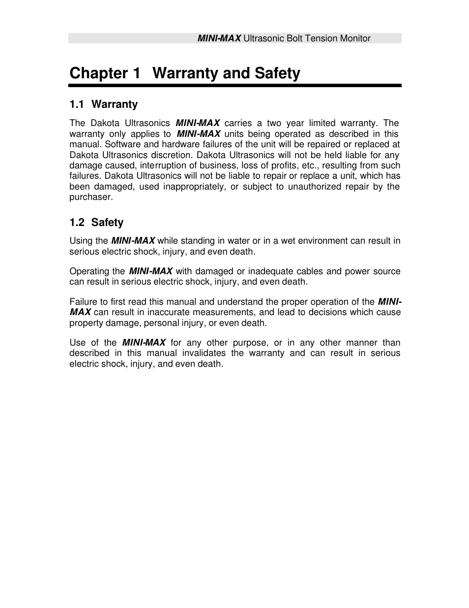 Chapter 1 warranty and safety | Checkline TI-MINIMAX User Manual | Page 7 / 181