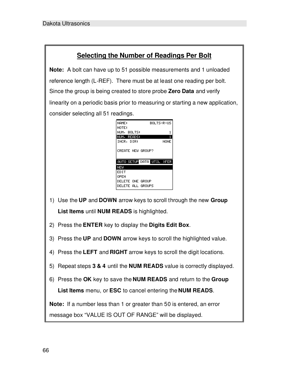 Selecting the number of readings per bolt | Checkline TI-MINIMAX User Manual | Page 72 / 181