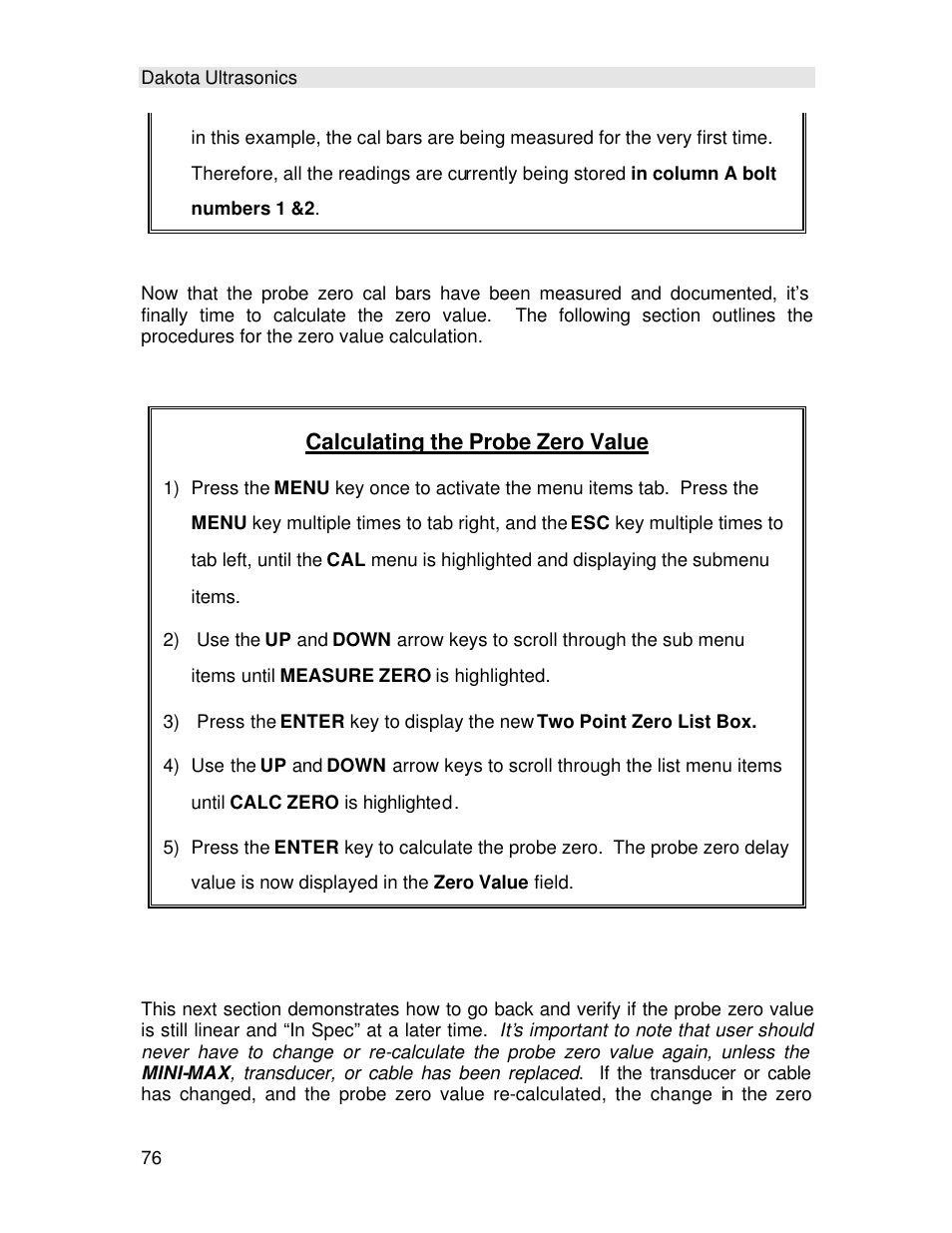 Calculating the probe zero value | Checkline TI-MINIMAX User Manual | Page 82 / 181
