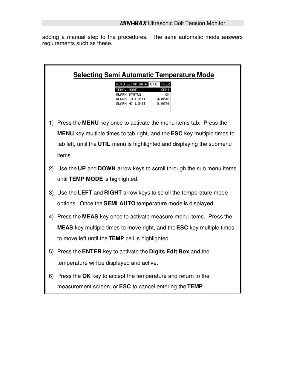 Selecting semi automatic temperature mode | Checkline TI-MINIMAX User Manual | Page 89 / 181
