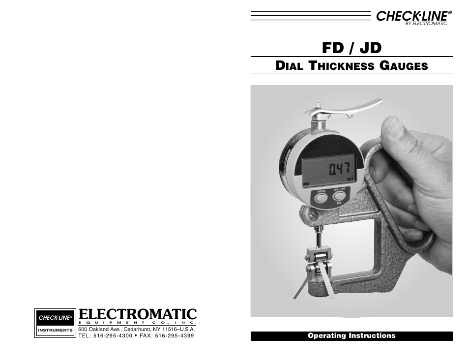 Fd / jd, Electromatic, Check | Line | Checkline FD-50R User Manual | Page 7 / 7