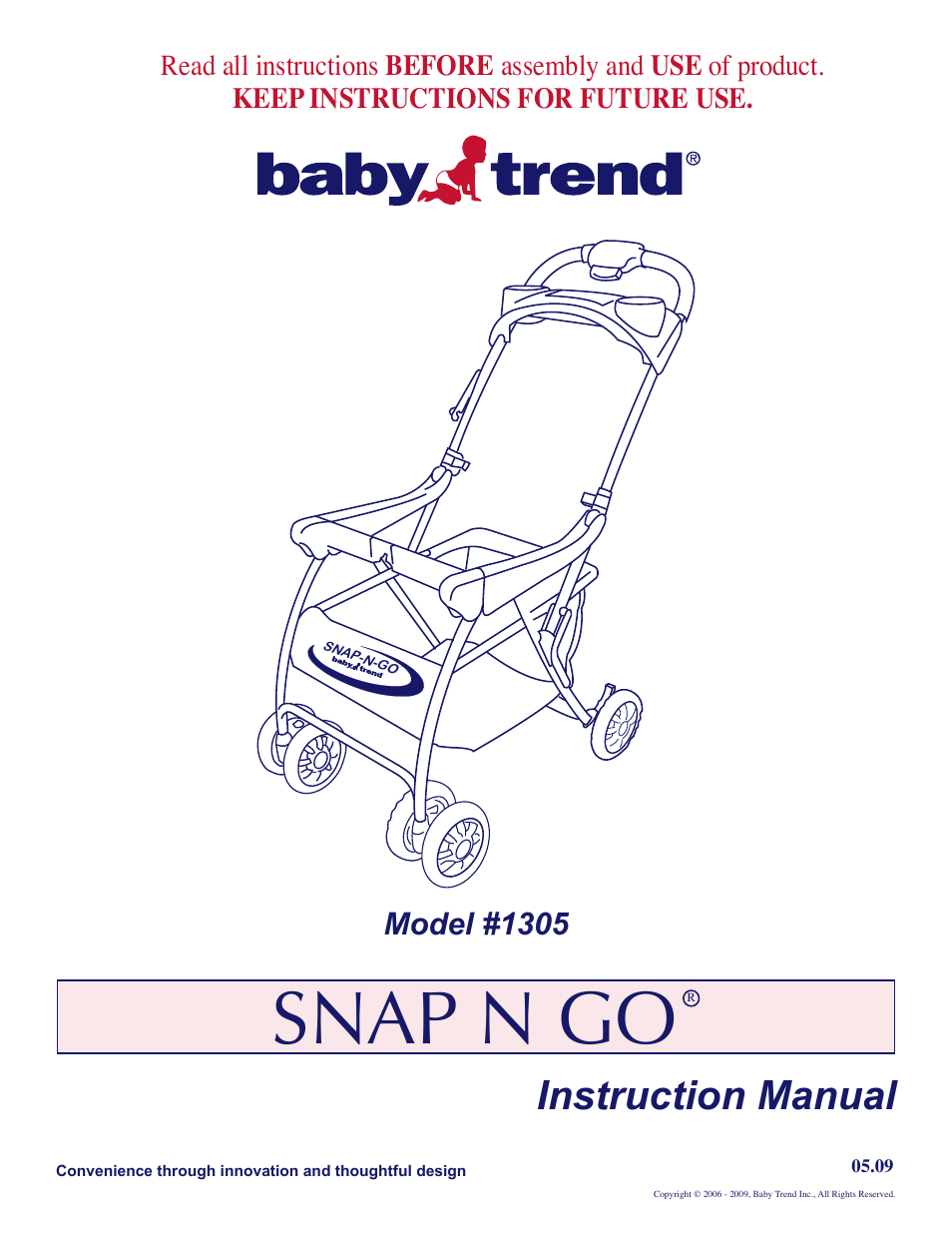 Baby Trend SNAP N GO 1305 User Manual | 5 pages