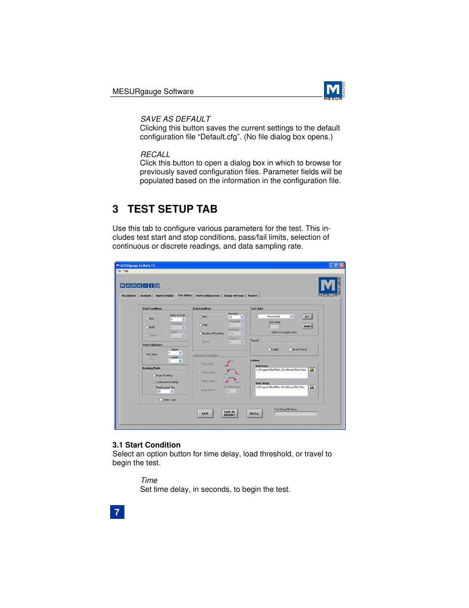 3 test setup tab | Checkline MESURgauge User Manual | Page 8 / 32