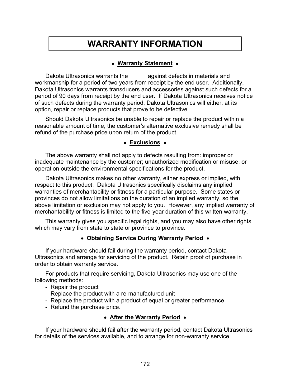 Warranty information | Checkline DFX-7 User Manual | Page 176 / 176