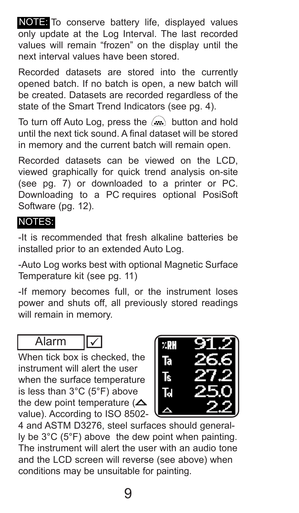 Alarm | Checkline PT-DPM User Manual | Page 9 / 16