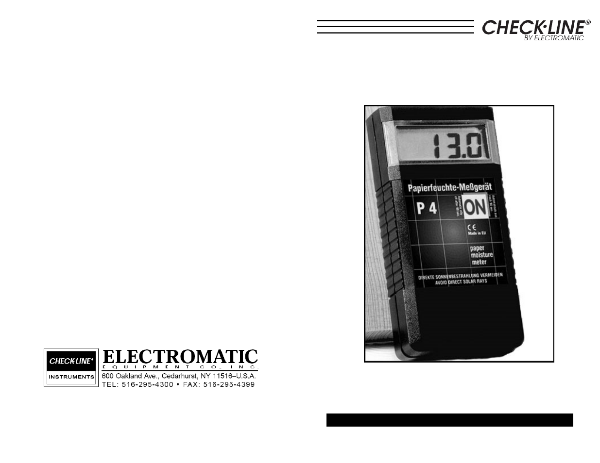 P2, p4, lm5, Paper moisture meter | Checkline P2 User Manual | Page 9 / 9