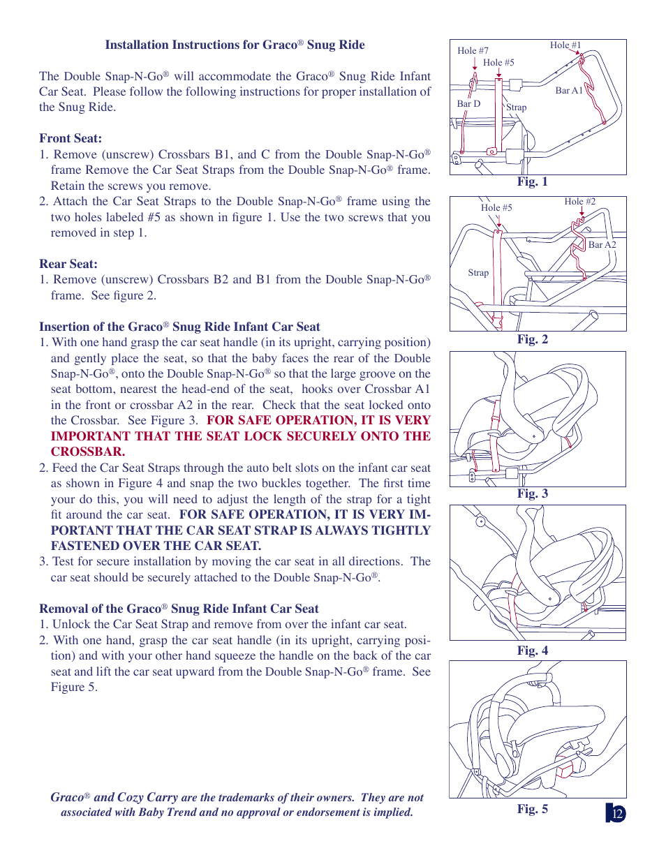 Baby Trend DOUBLE SNAP N GO 1304TW User Manual | Page 12 / 14