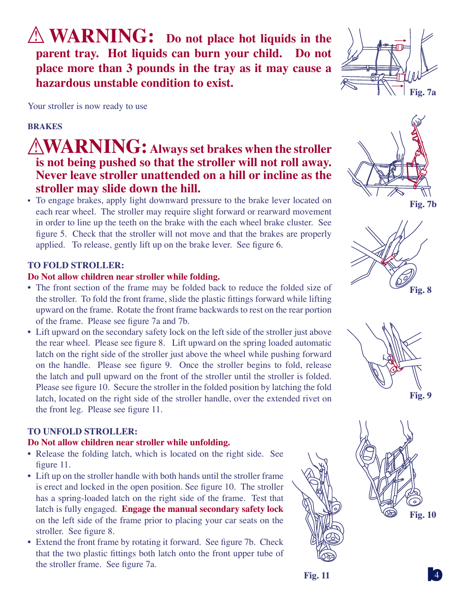 Warning | Baby Trend DOUBLE SNAP N GO 1304TW User Manual | Page 4 / 14