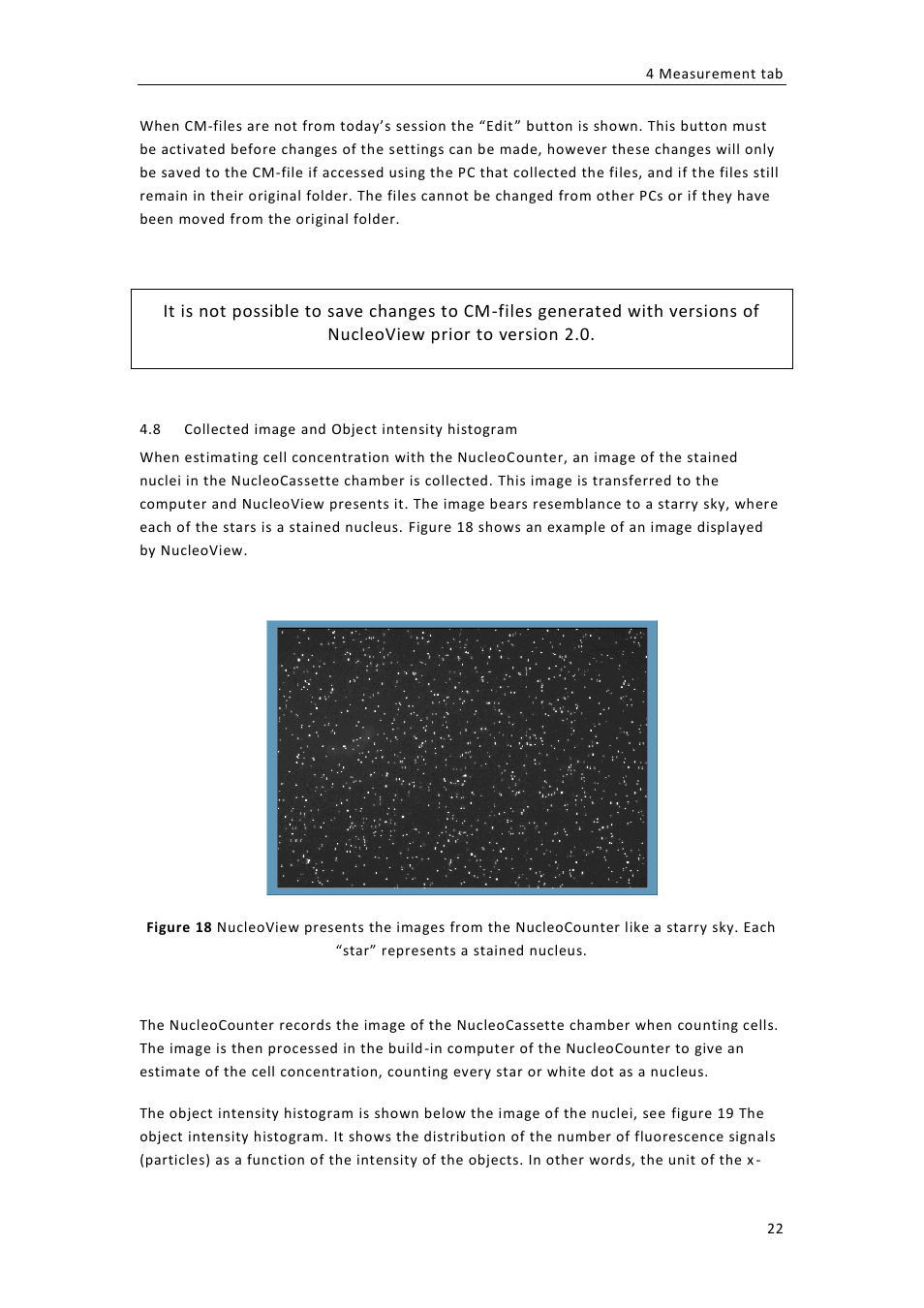 Ollected image and, Bject intensity histogram | ChemoMetec NC-100 User Manual | Page 32 / 76