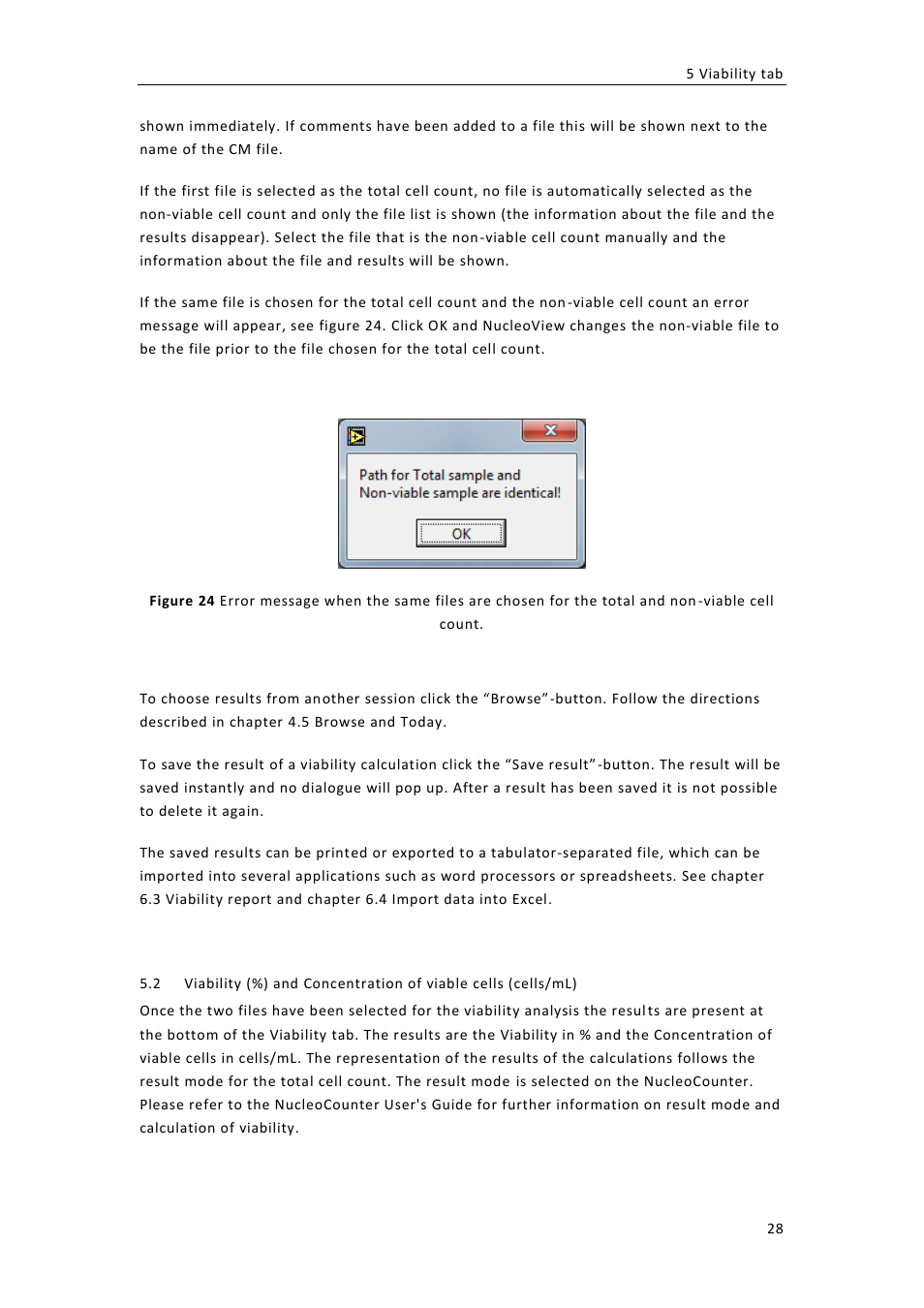 Iability, Oncentration of viable cells, Cells | ChemoMetec NC-100 User Manual | Page 38 / 76