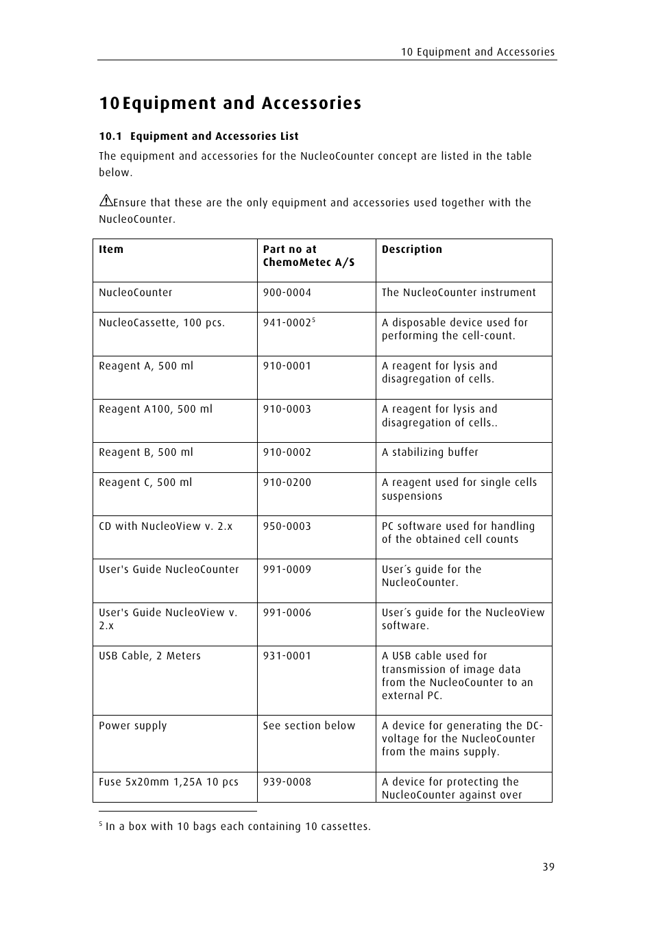 10 equipment and accessories | ChemoMetec NC-100 User Manual | Page 55 / 68