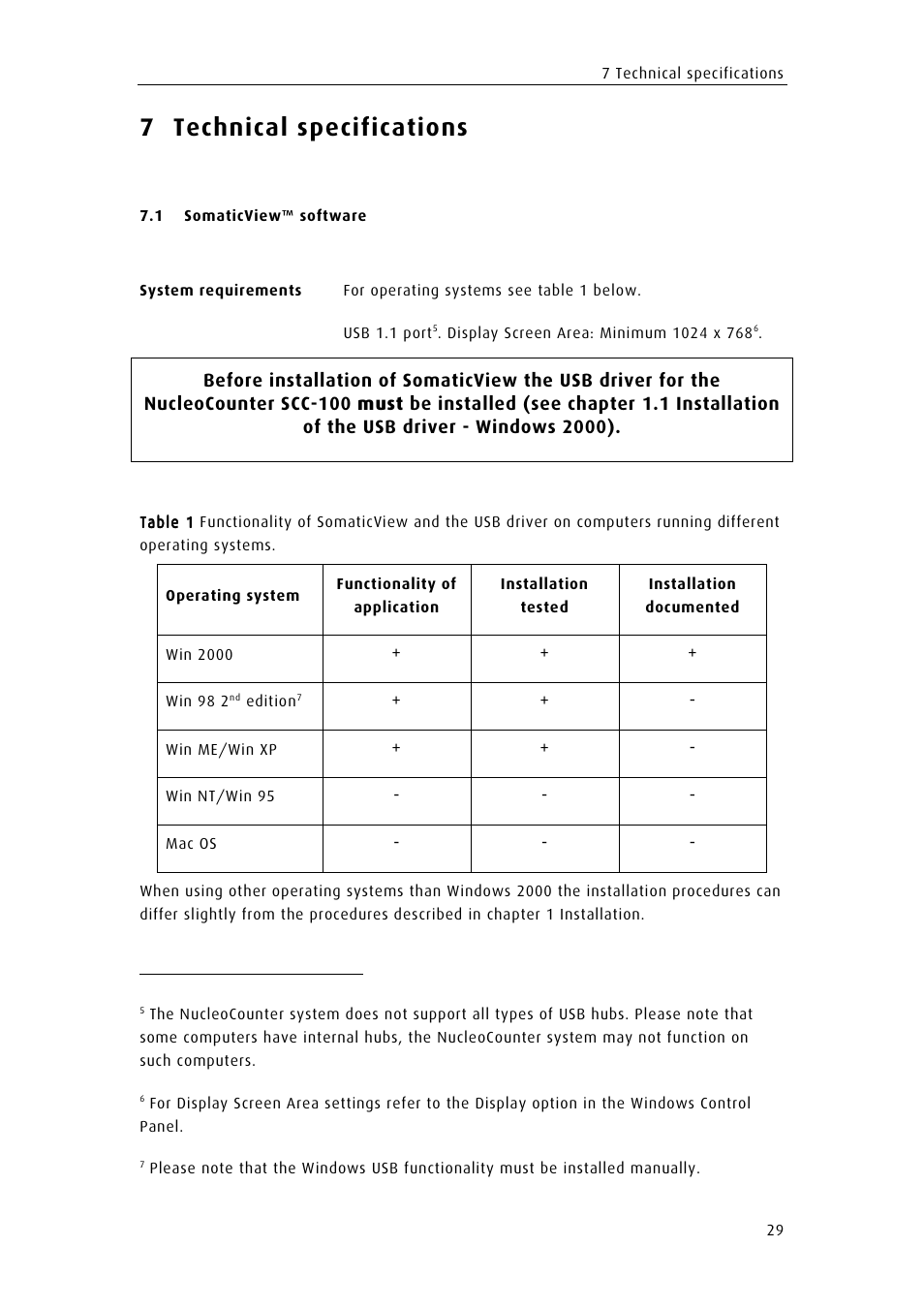 Technical specifications, Somaticview™ software, Omatic | Software, 7, technical specifications, 7 technical specifications | ChemoMetec SCC-100 User Manual | Page 39 / 43