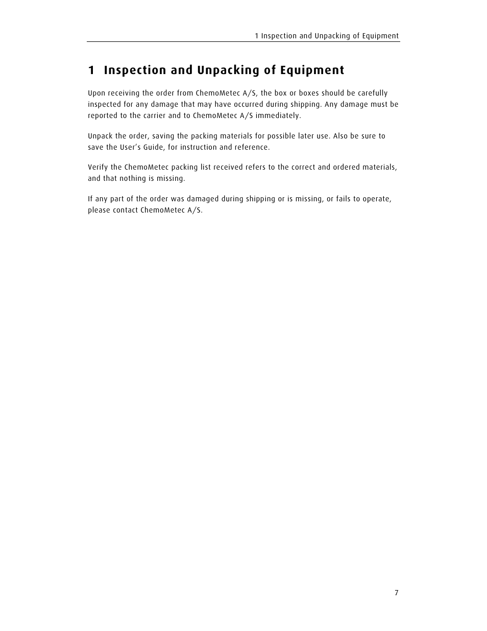 1 inspection and unpacking of equipment | ChemoMetec SCC-100 User Manual | Page 19 / 56
