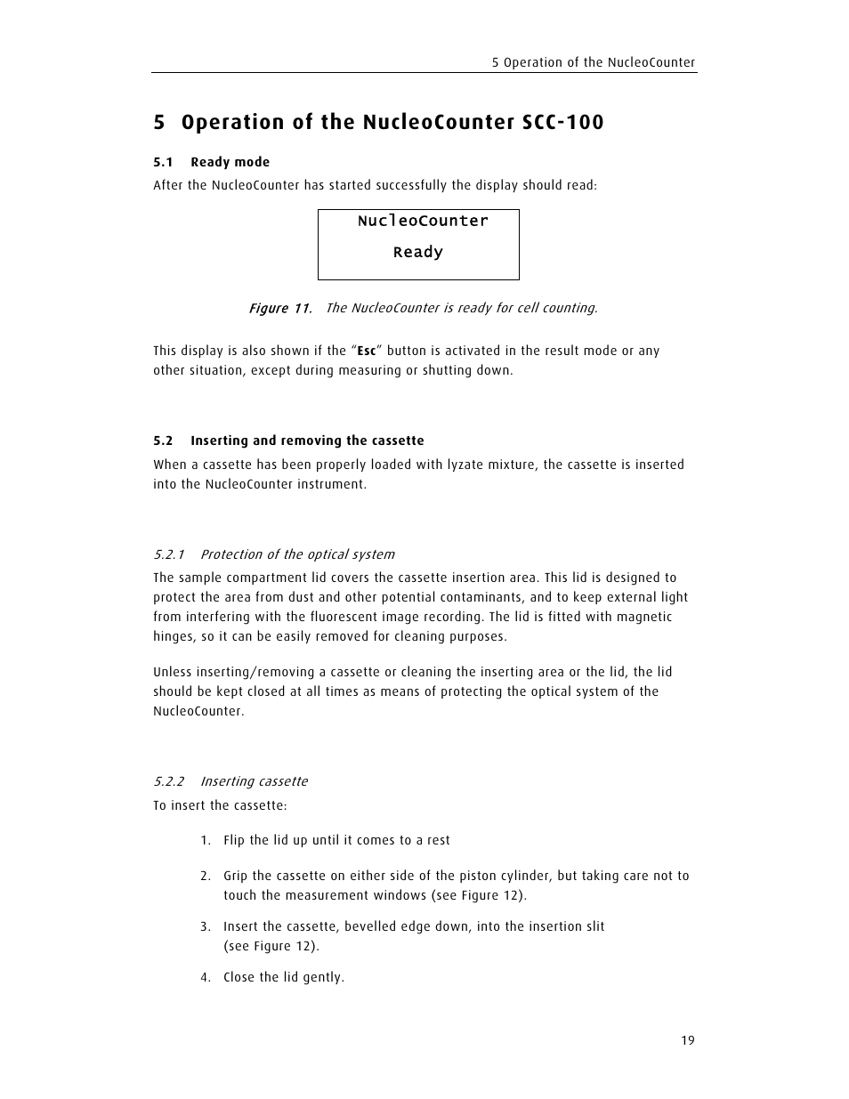 5 operation of the nucleocounter scc-100 | ChemoMetec SCC-100 User Manual | Page 31 / 56