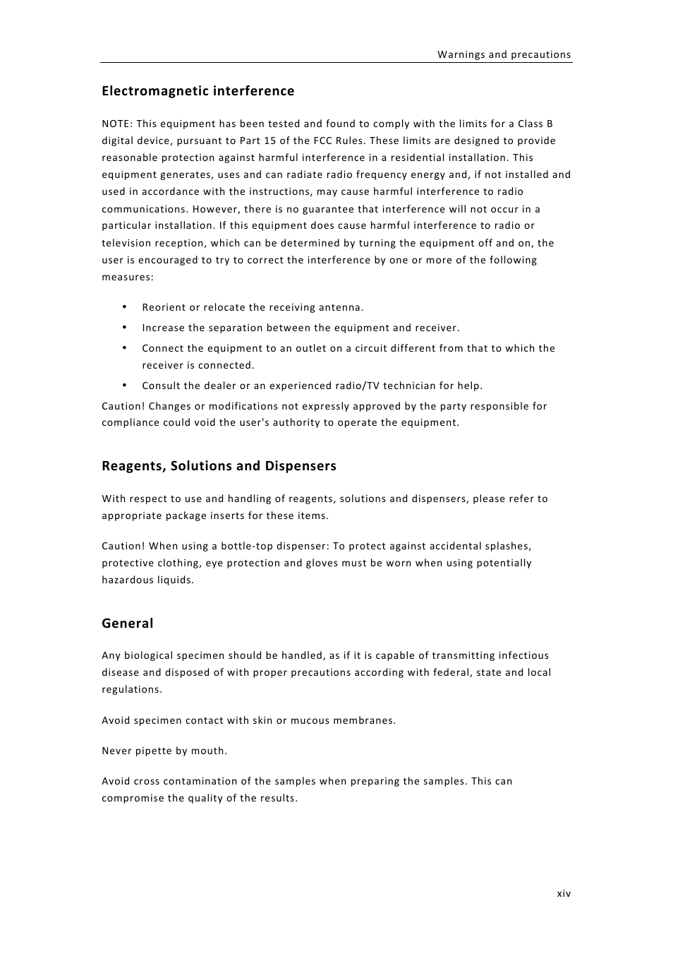 Electromagnetic,interference, Reagents,,solutions,and,dispensers, General | ChemoMetec SCC-400 User Manual | Page 14 / 51