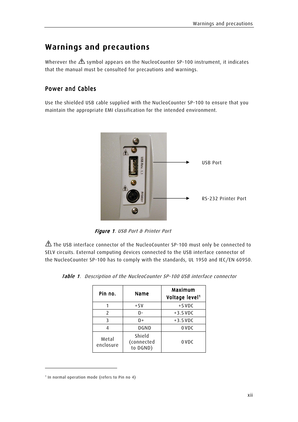 Warnings and precautions, Power and cables | ChemoMetec SP-100 User Manual | Page 13 / 78