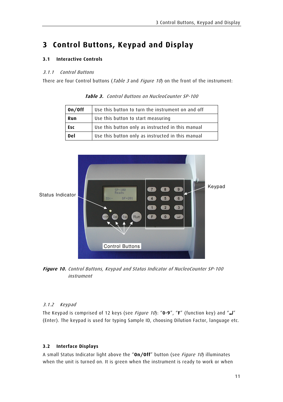 3 control buttons, keypad and display | ChemoMetec SP-100 User Manual | Page 29 / 78