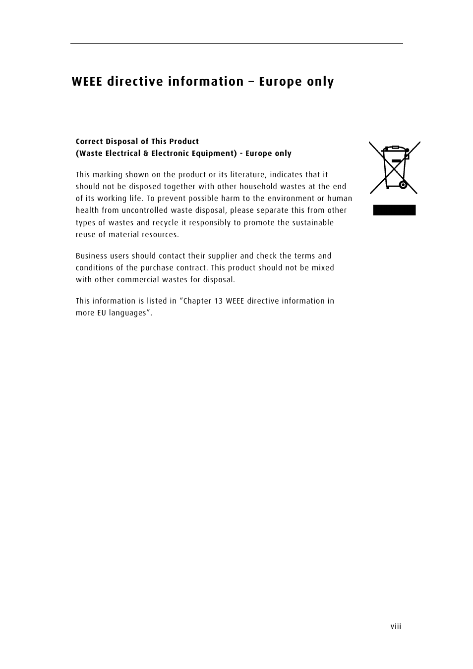 Weee directive information – europe only | ChemoMetec SP-100 User Manual | Page 9 / 78