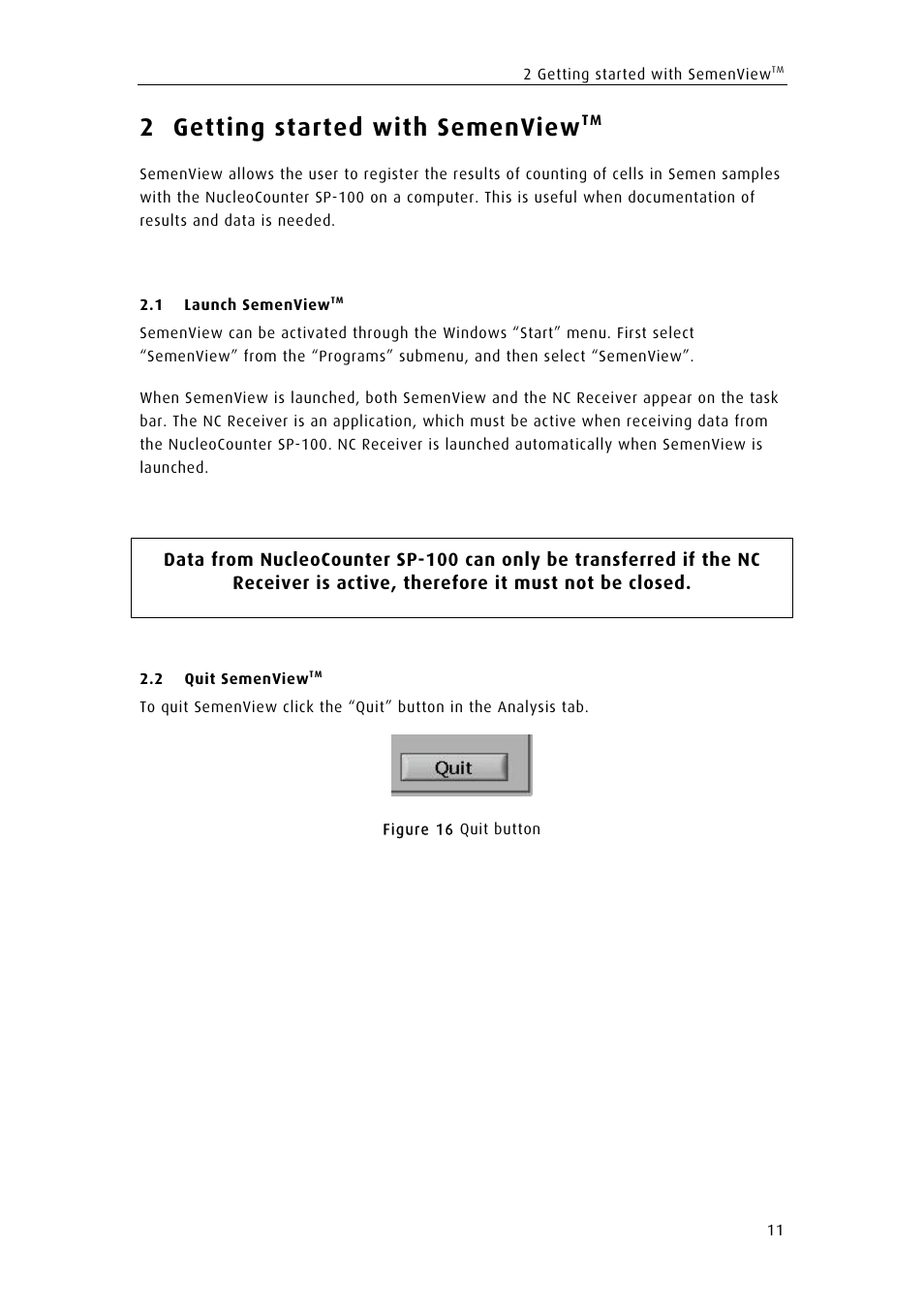 2 getting started with semenview | ChemoMetec SP-100 User Manual | Page 21 / 61