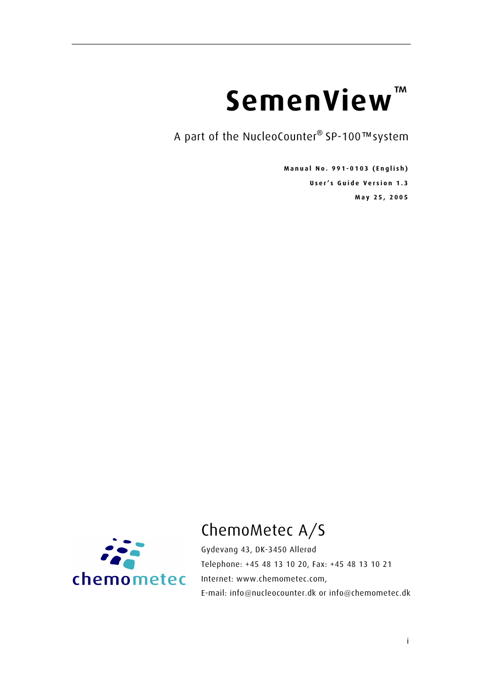 Semenview, Chemometec a/s | ChemoMetec SP-100 User Manual | Page 3 / 61