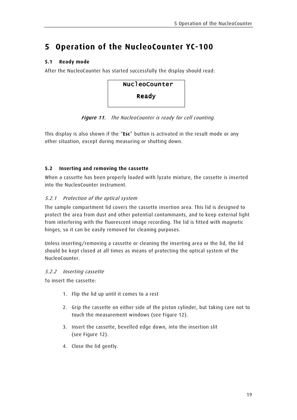 5 operation of the nucleocounter yc-100 | ChemoMetec YC-100 User Manual | Page 31 / 60