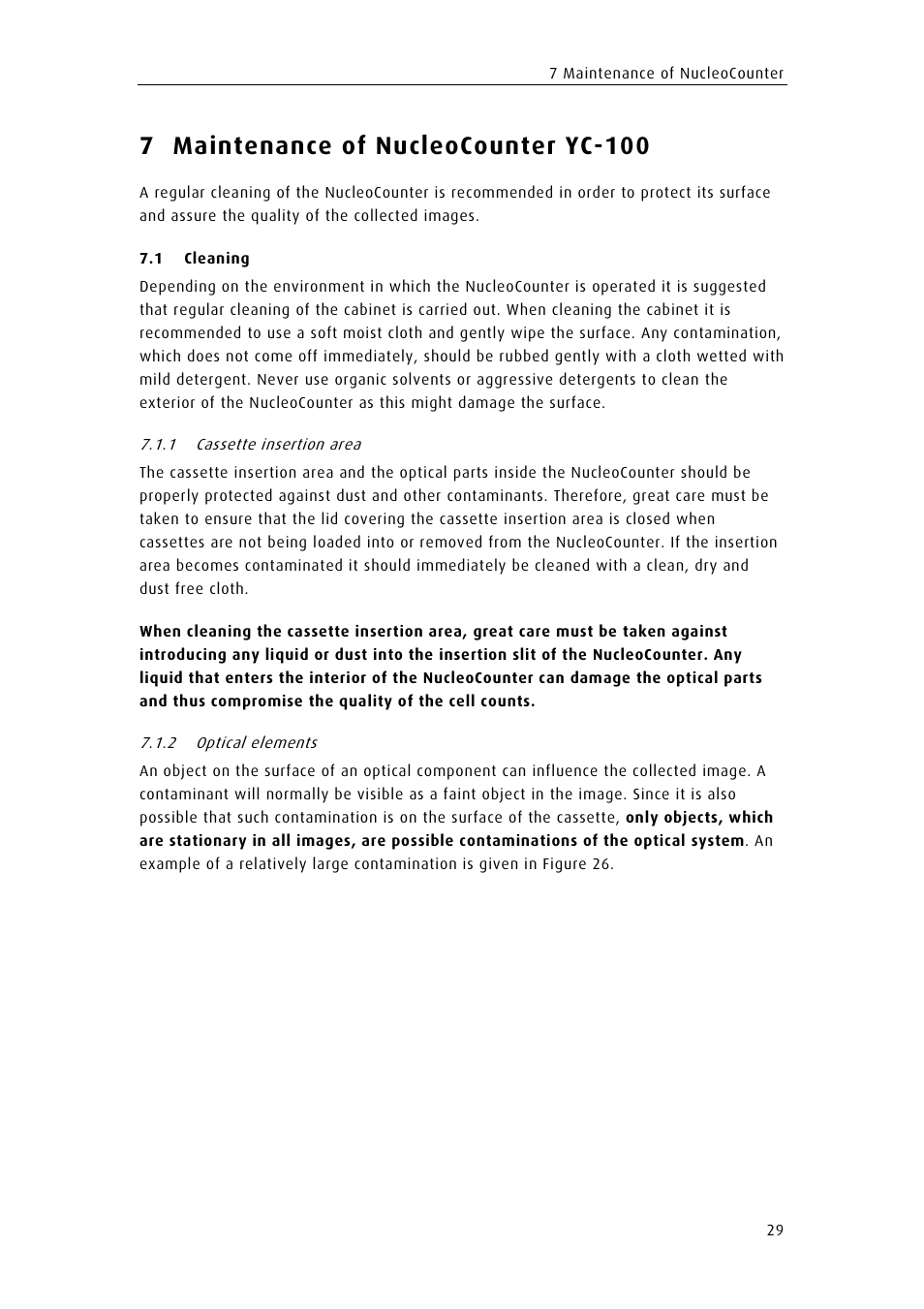 7 maintenance of nucleocounter yc-100 | ChemoMetec YC-100 User Manual | Page 41 / 60