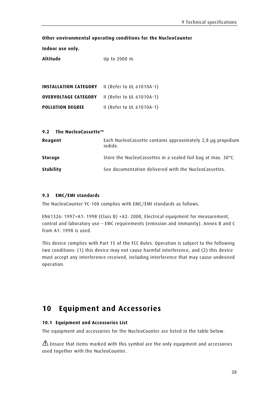 10 equipment and accessories | ChemoMetec YC-100 User Manual | Page 50 / 60