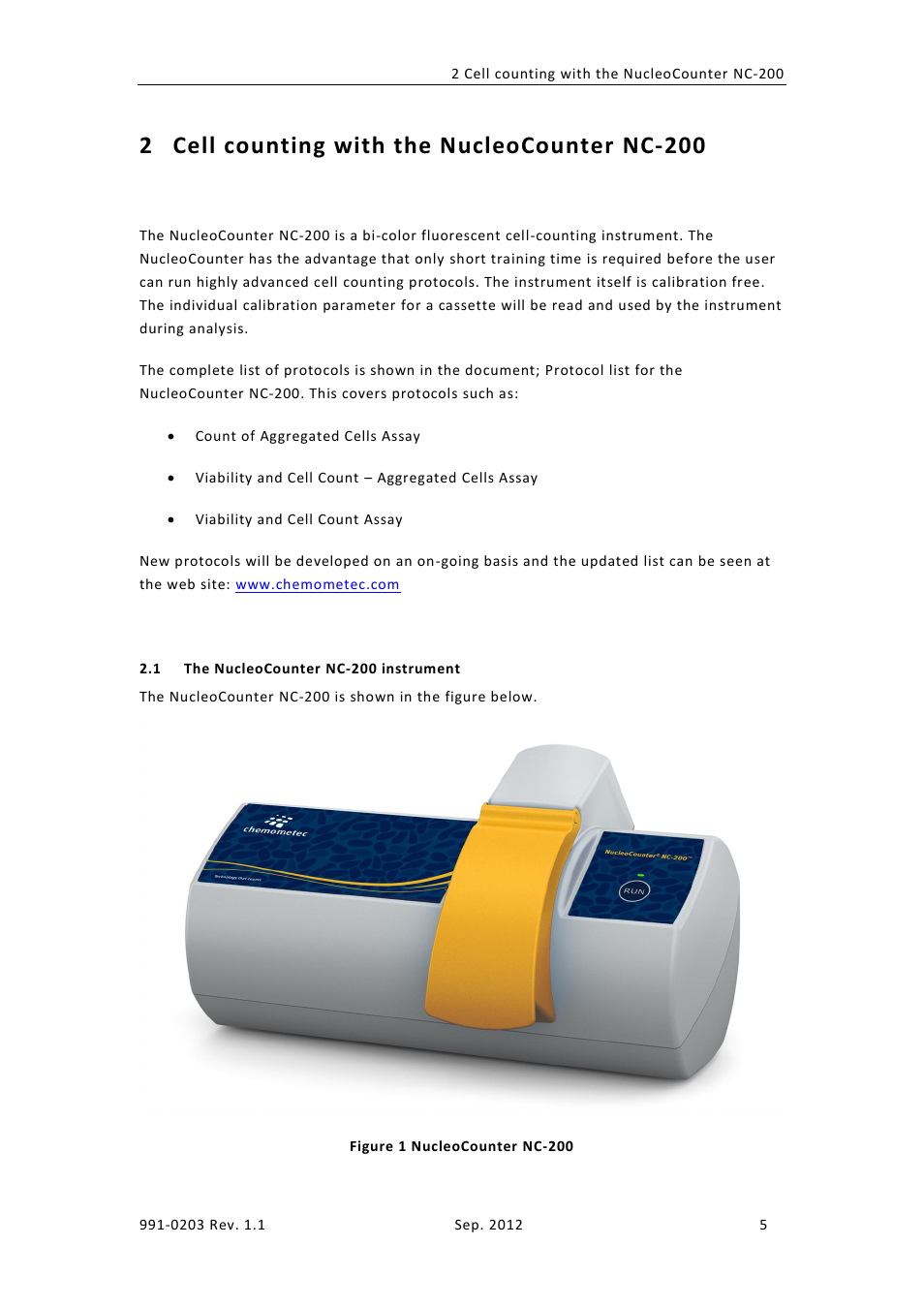 Cell counting with the nucleocounter nc-200, Ucleo, Ounter | Nc-200, Instrument, 2 cell counting with the nucleocounter nc-200 | ChemoMetec NC-200 User Manual | Page 19 / 45