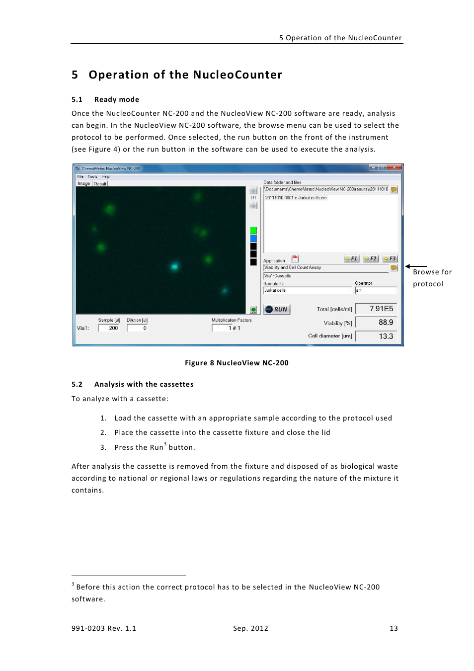 Operation of the nucleocounter, Eady mode, Nalysis with the cassettes | 5 operation of the nucleocounter | ChemoMetec NC-200 User Manual | Page 27 / 45