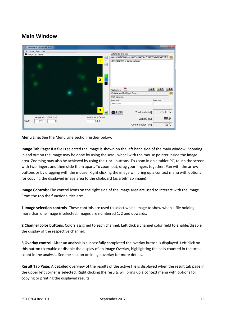 Main window | ChemoMetec NC-200 User Manual | Page 16 / 47