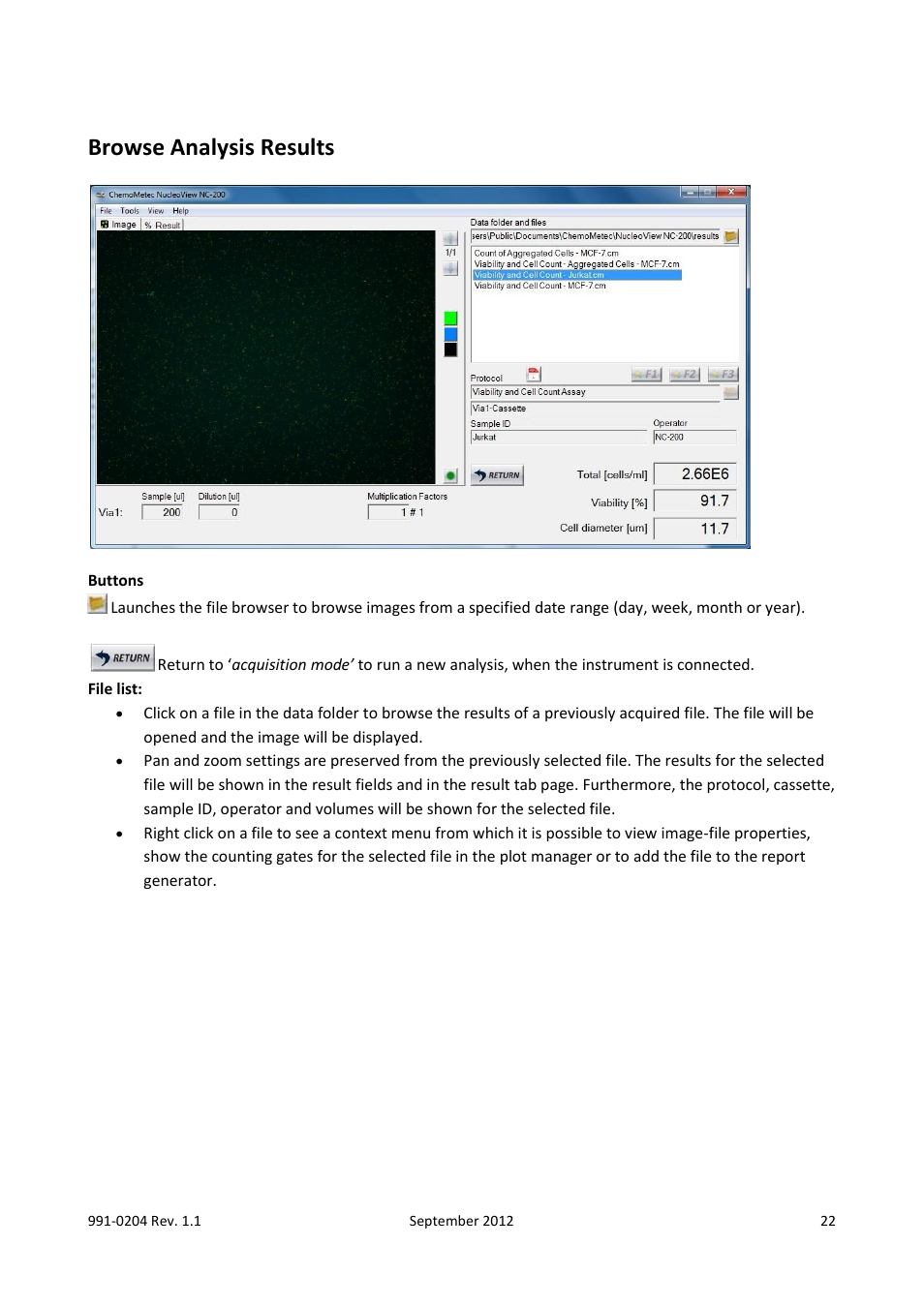 Browse analysis results | ChemoMetec NC-200 User Manual | Page 22 / 47