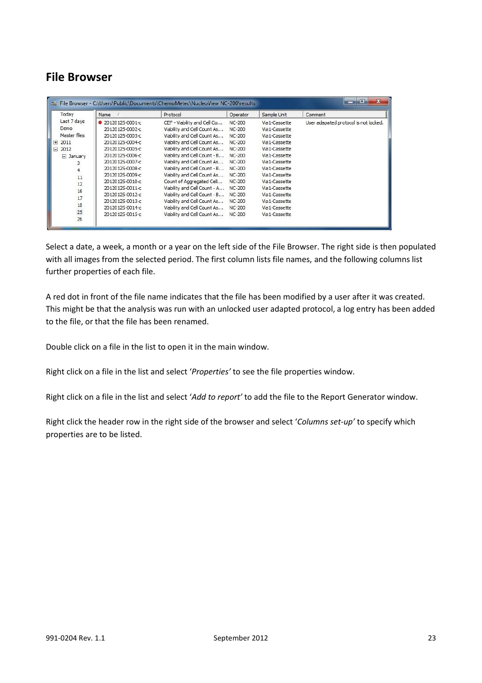 File browser | ChemoMetec NC-200 User Manual | Page 23 / 47