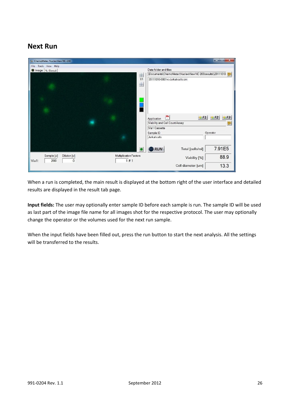 Next run | ChemoMetec NC-200 User Manual | Page 26 / 47