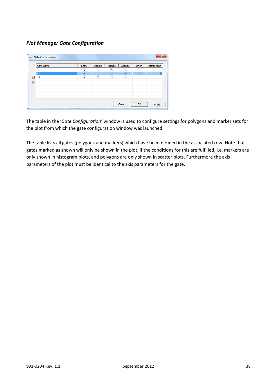 Plot manager gate configuration | ChemoMetec NC-200 User Manual | Page 38 / 47