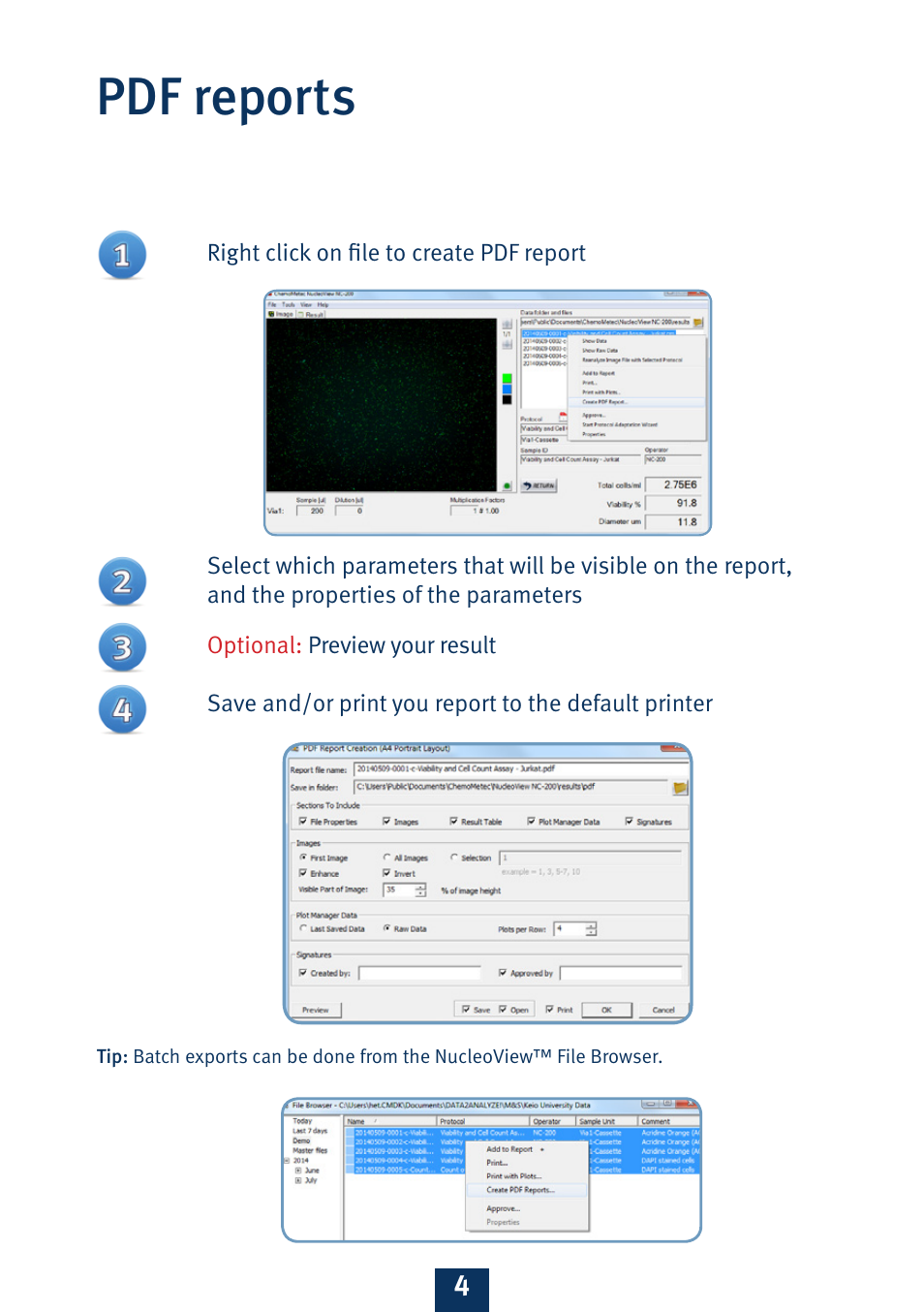 Pdf reports | ChemoMetec NC-200 User Manual | Page 5 / 8
