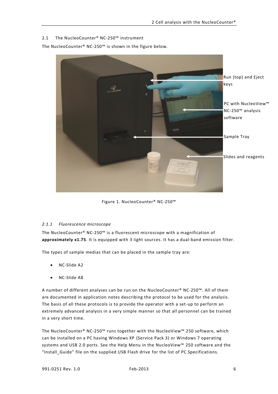 Ucleo, Ounter, Nc-250 | Instrument, Fluorescence microscope | ChemoMetec NC-250 User Manual | Page 22 / 46