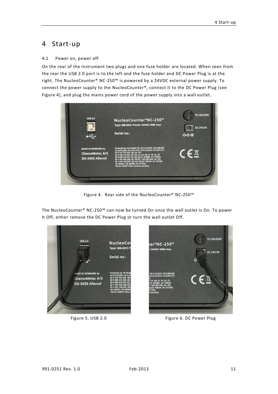 Start-up, Ower on, Power off | 4 start-up | ChemoMetec NC-250 User Manual | Page 27 / 46