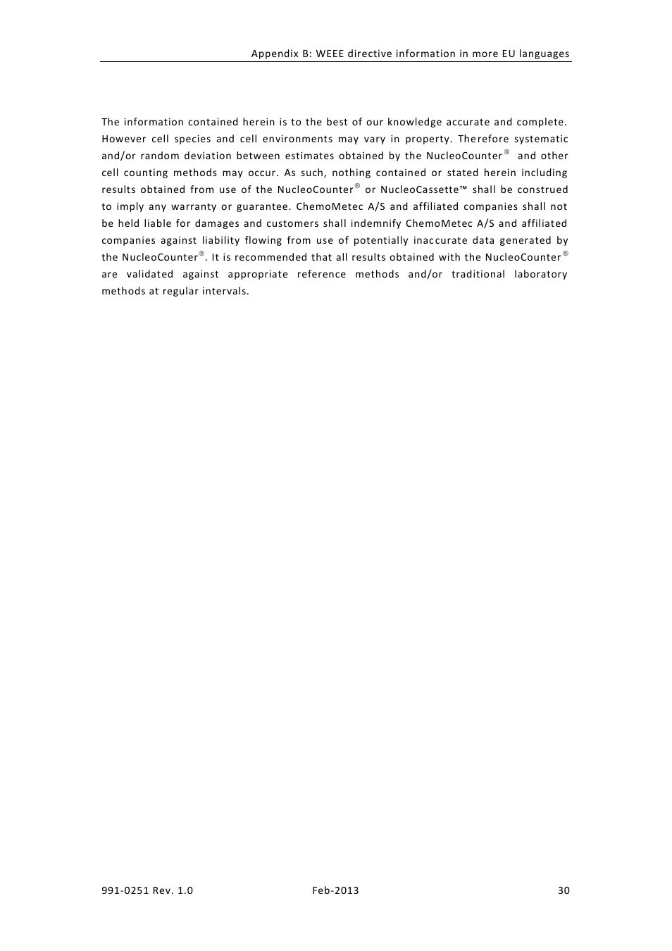ChemoMetec NC-250 User Manual | Page 46 / 46