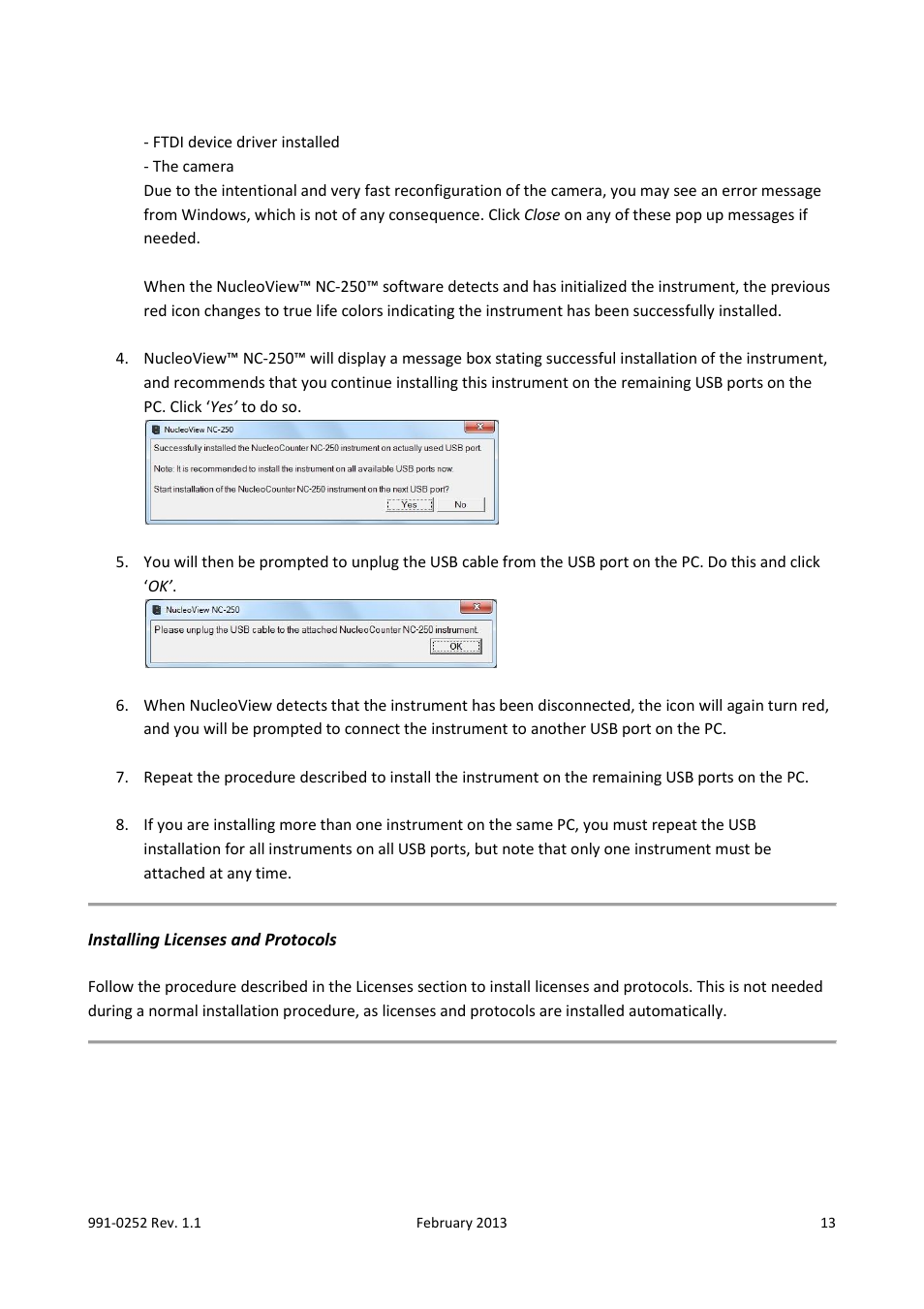 Installing licenses and protocols | ChemoMetec NC-250 User Manual | Page 13 / 48