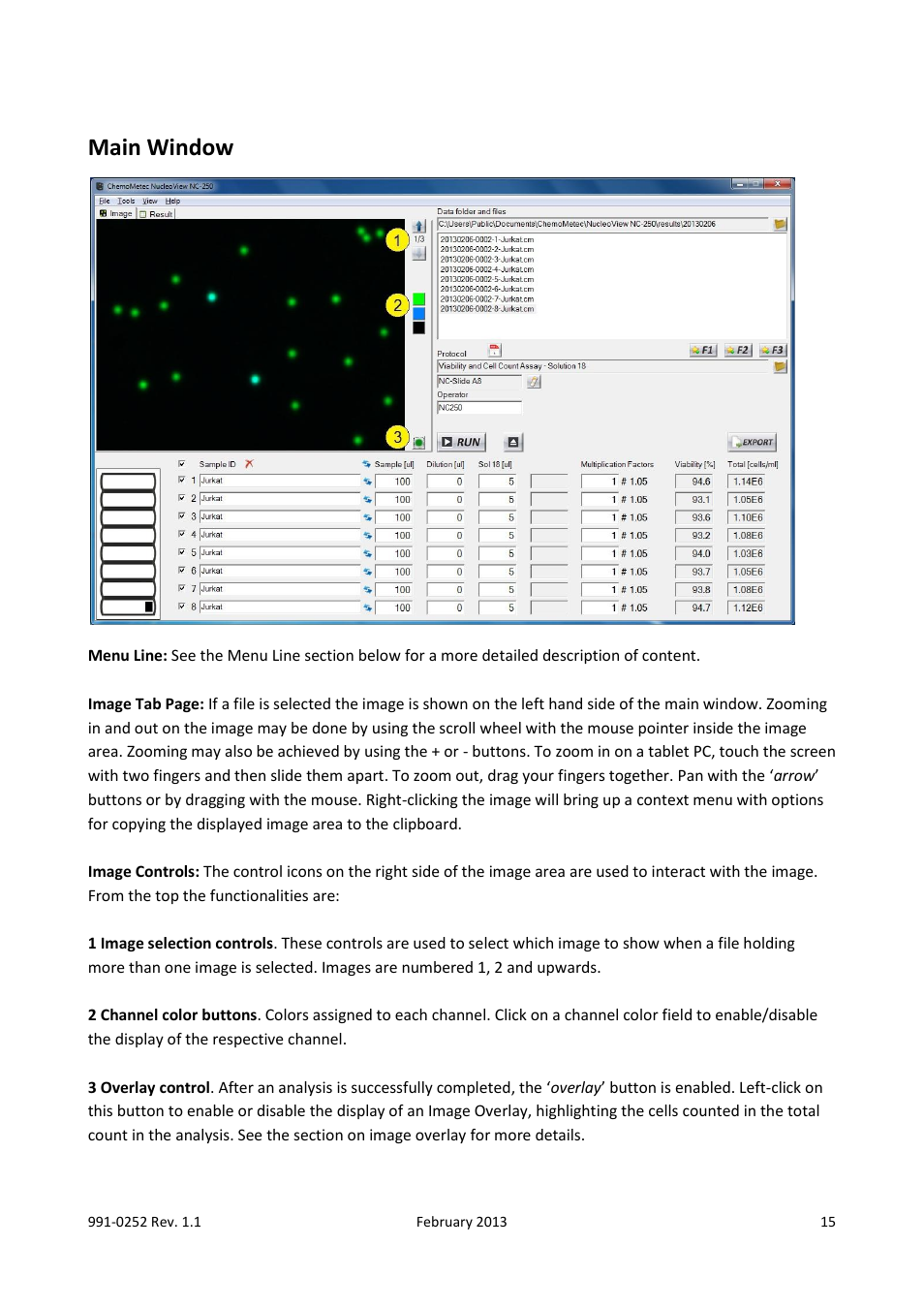 Main window | ChemoMetec NC-250 User Manual | Page 15 / 48