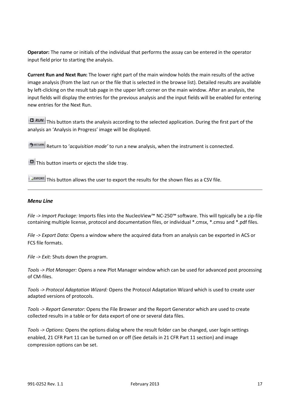 Menu line | ChemoMetec NC-250 User Manual | Page 17 / 48